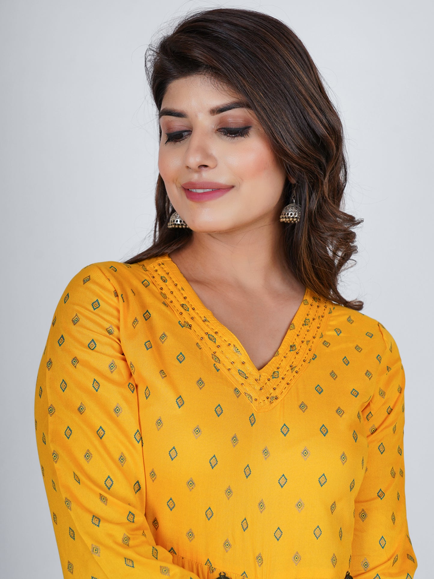 PUKHYA YELLOW PRINTED JUMPSUIT RAYON