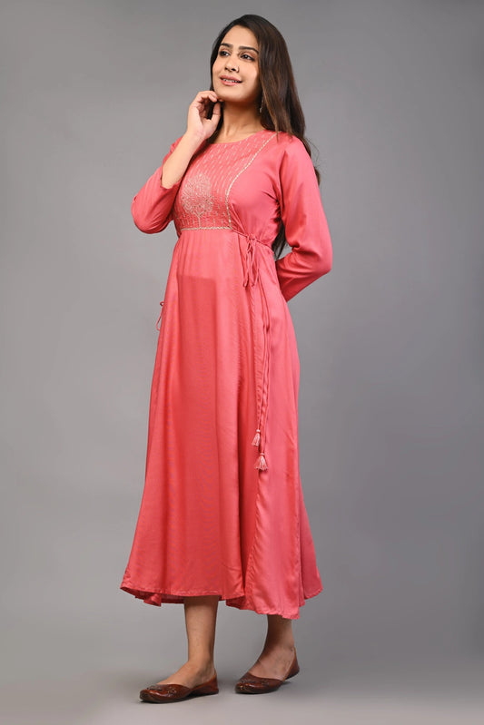 PUKHYA ZARI EMBRIODERY ANARKALI KURTA RAYON