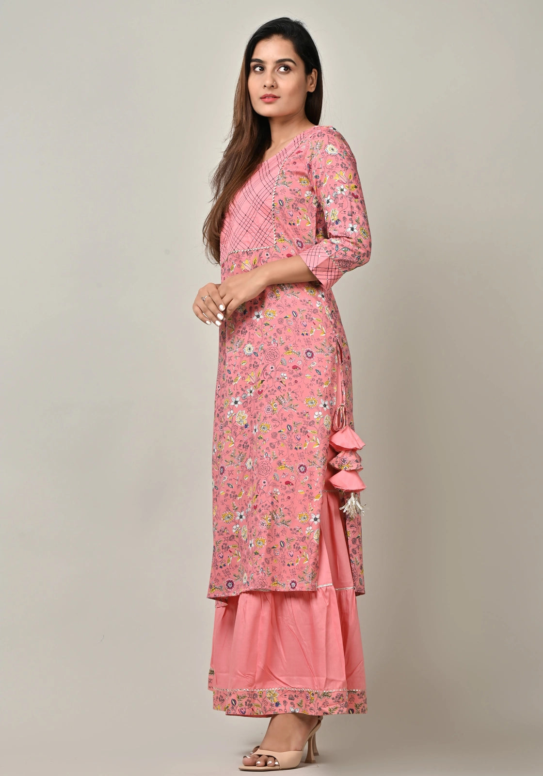 PUKHYA WOMEN'S STRAIGHT KURTA WITH SHARARA RAYON