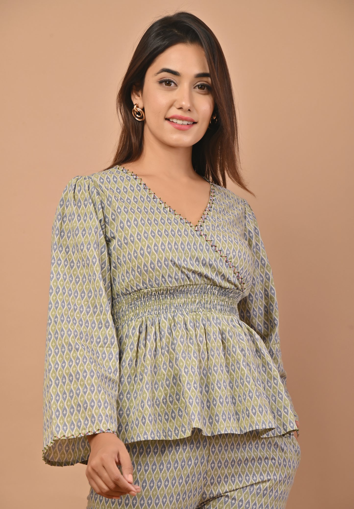 PUKHYA SEA GREEN PRINTED VISCOSE CO-ORD SET