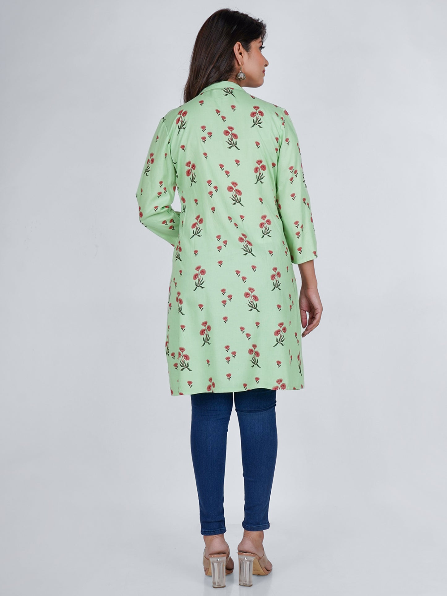 PUKHYA RAYON SEA GREEN PRINTED TOP