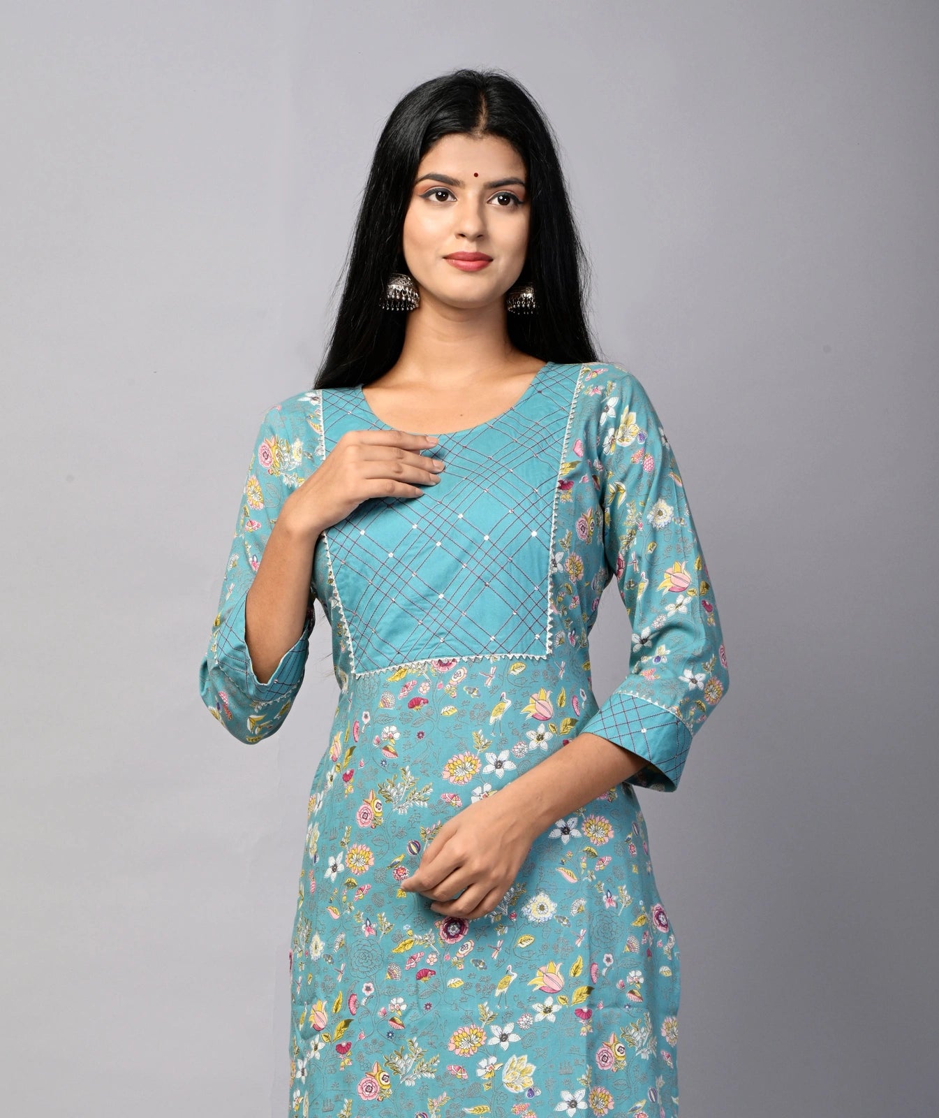 PUKHYA WOMEN'S STRAIGHT KURTA WITH SHARARA RAYON